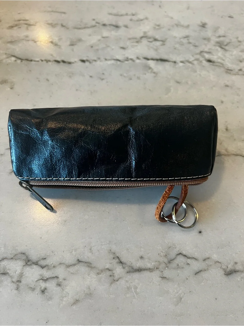 Black Waxed Paper Zip Key Pouch